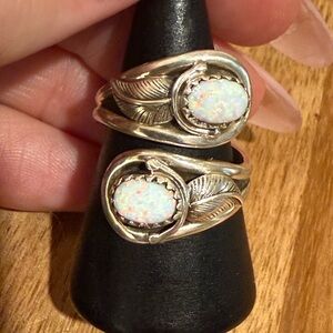 Native made opal bypass ring